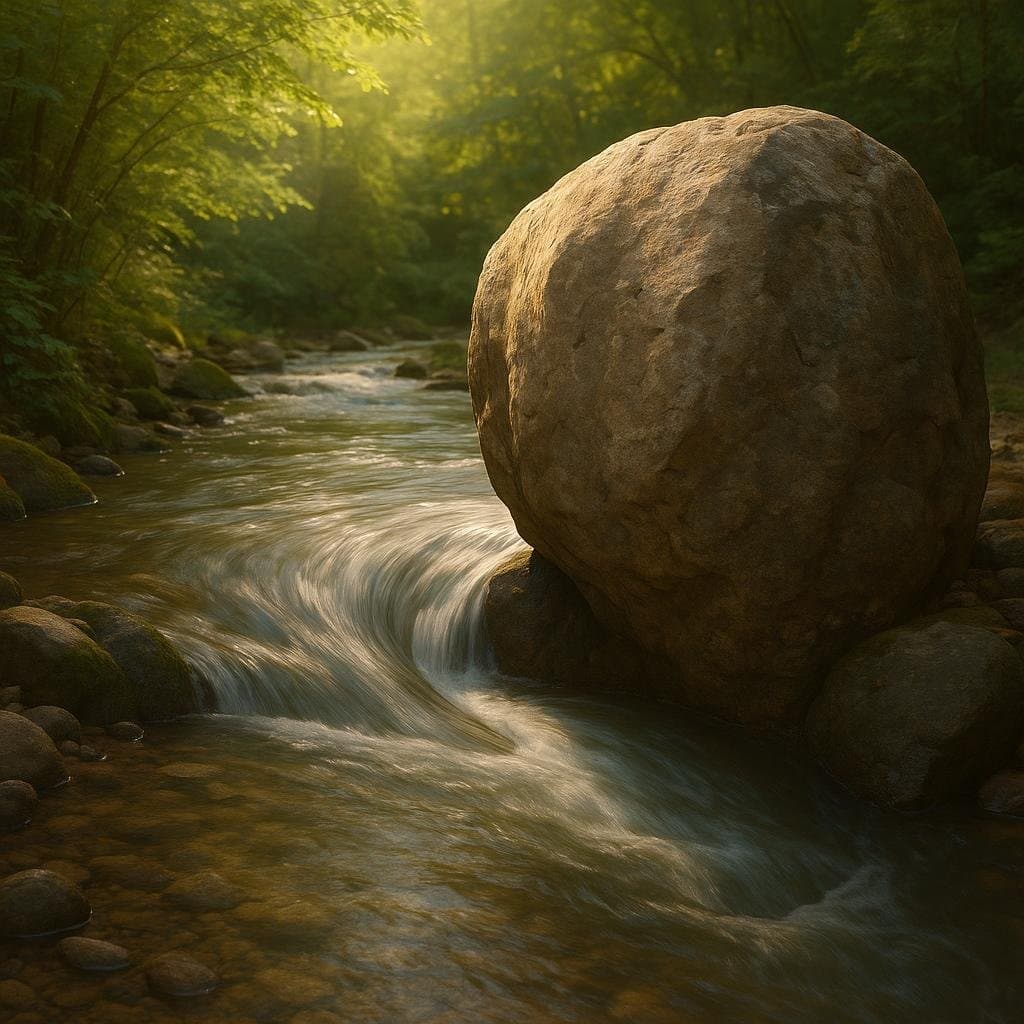 En la confrontación entre el arroyo y la roca, el arroyo siempre gana, no por la fuerza sino por la perseverancia. — Buda