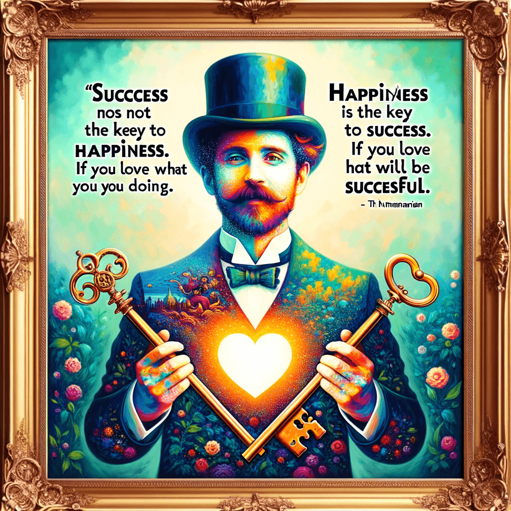 Success is not the key to happiness. Happiness is the key to success. If you love what you are doing, you will be successful. - Albert Schweitzer
