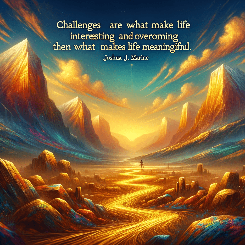 The Value of Challenges in Life - Joshua J. Marine Challenges are what make life interesting and overcoming them is what makes life meaningful. — Joshu