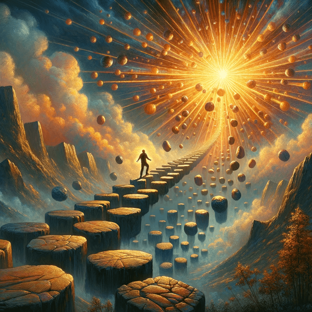 Abraza cada desafío como un peldaño, pues dentro de cada lucha yace la semilla de tu mayor triunfo.