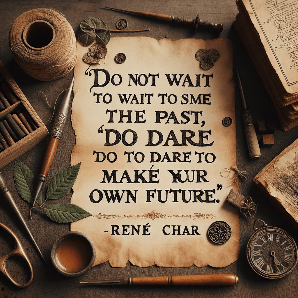 Do not wait to sum up the past; you must dare to make your own future. — René Char