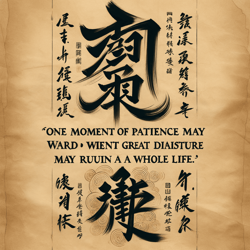 Un momento de paciencia puede evitar un gran desastre. Un momento de impaciencia puede arruinar toda una vida. — Proverbio chino