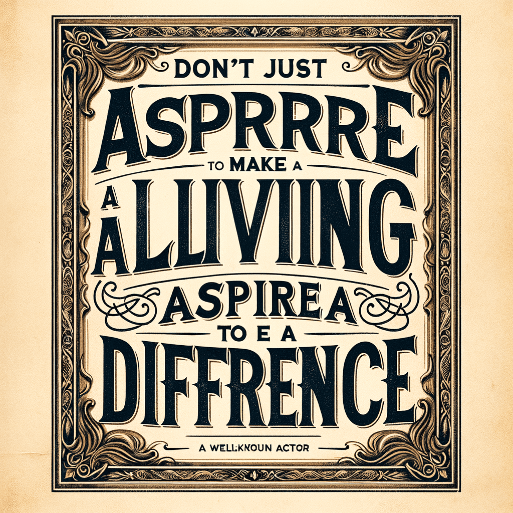 Don't just aspire to make a living, aspire to make a difference. - Denzel Washington
