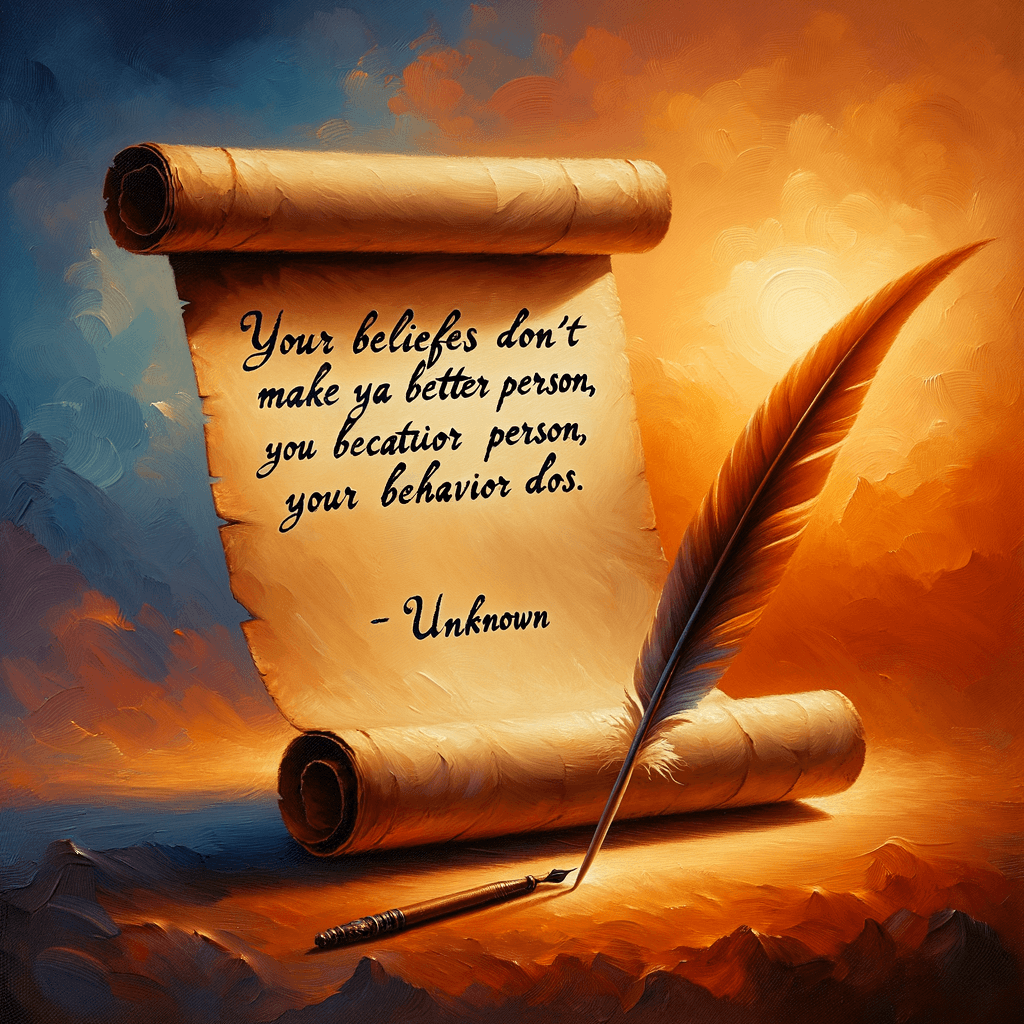Tus creencias no te hacen una mejor persona, tu comportamiento lo hace. — Desconocido
