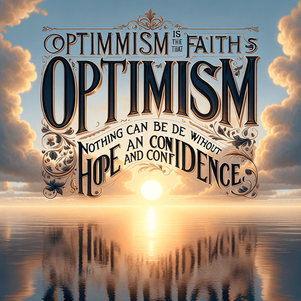 El optimismo es la fe que conduce al logro. Nada se puede hacer sin esperanza y confianza. — Helen Keller