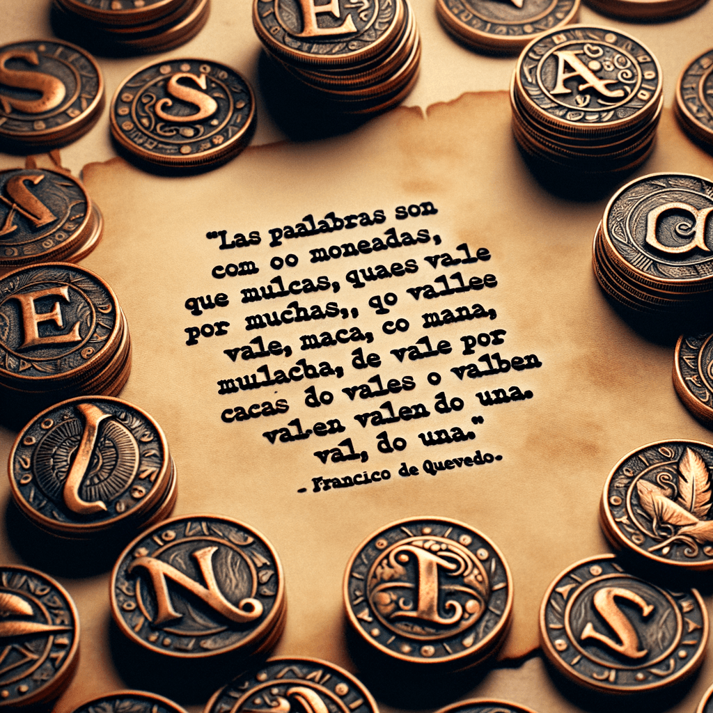Las palabras son como monedas, que una vale por muchas como muchas no valen por una. - Francisco de Quevedo