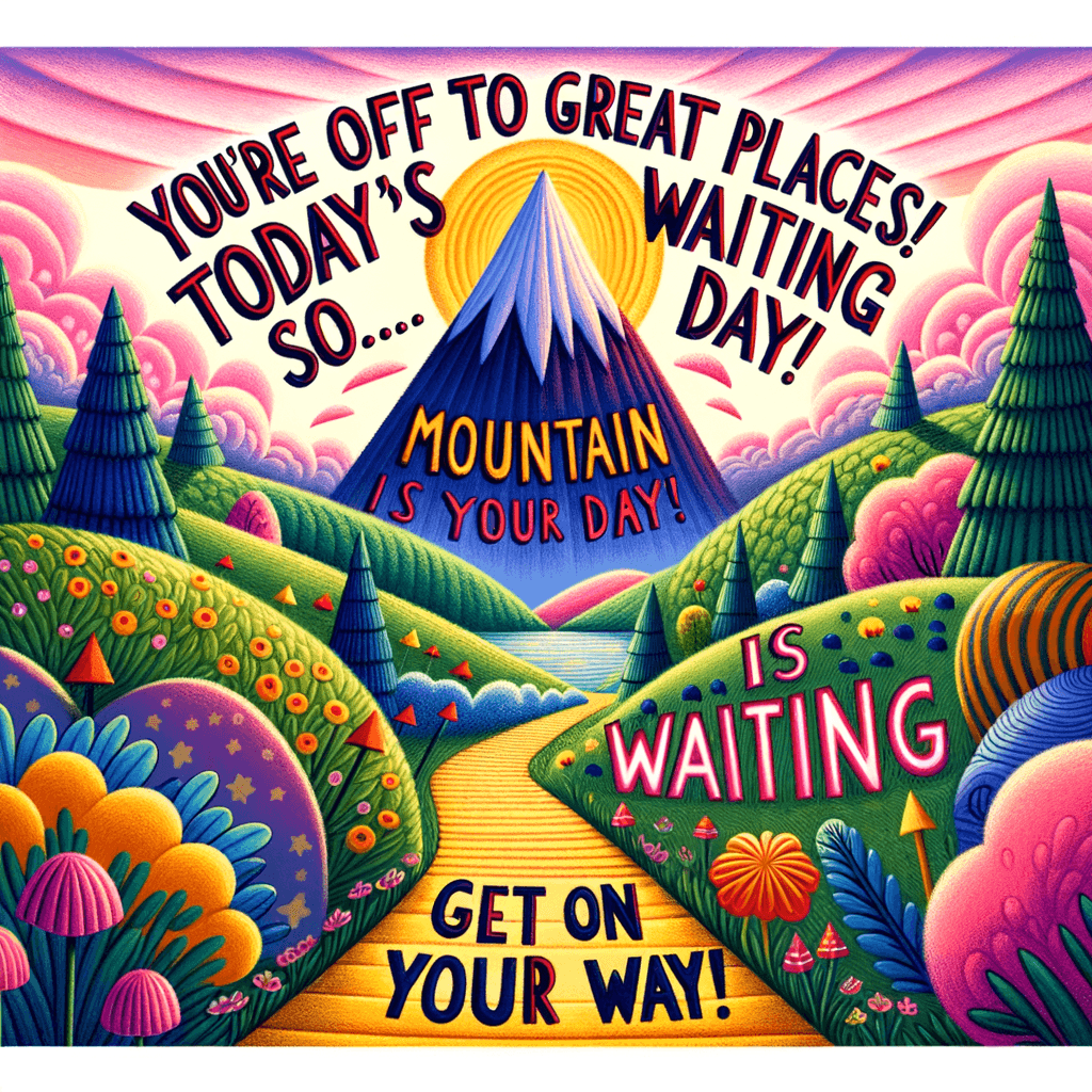 ¡Te diriges a Grandes Lugares! ¡Hoy es tu día! Tu montaña está esperando, así que... ¡ponte en camino! — Dr. Seuss, Estados Unidos.