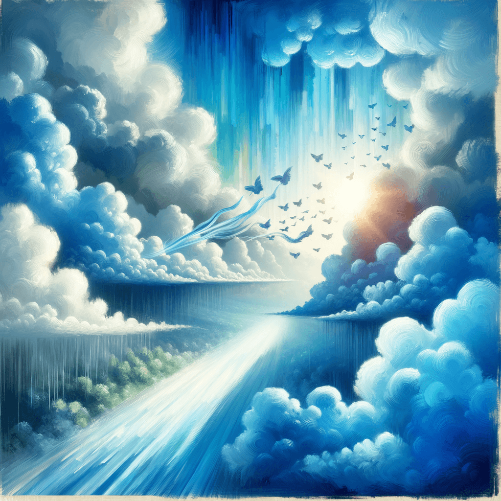 Every cloud has a pure heart, unaffected by wind and rain, solely guarding the clear dreams of the sky.