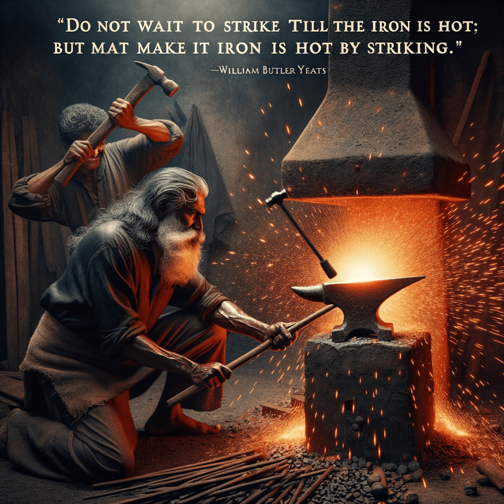 No esperes a que el hierro esté caliente para golpear; más bien hazlo caliente golpeando. – William Butler Yeats