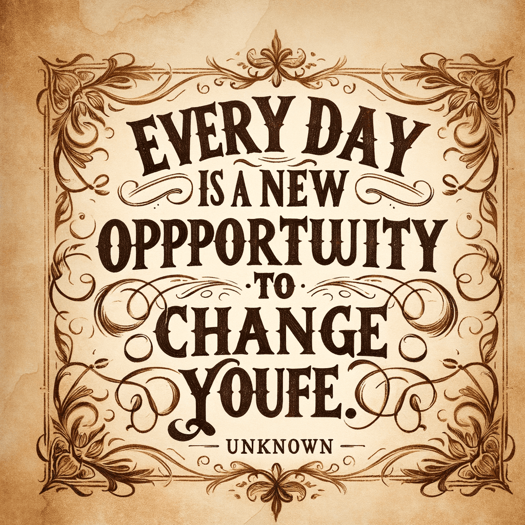 Cada día es una nueva oportunidad para cambiar tu vida. — Desconocido