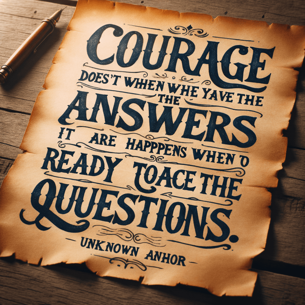 Courage doesn't happen when you have all the answers; it happens when you are ready to face the questions. — Shannon L. Alder