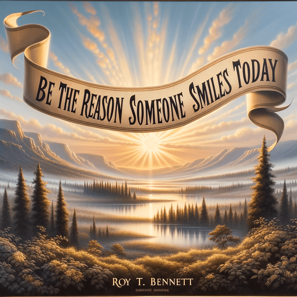 Sea la razón por la que alguien sonríe hoy. — Roy T. Bennett