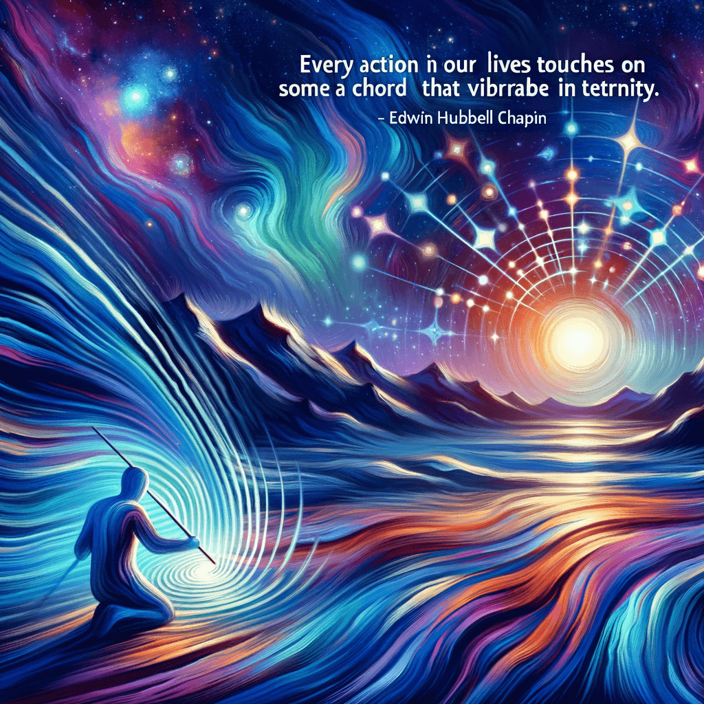 Cada acción en nuestras vidas toca una cuerda que vibrará en la eternidad. — Edwin Hubbell Chapin