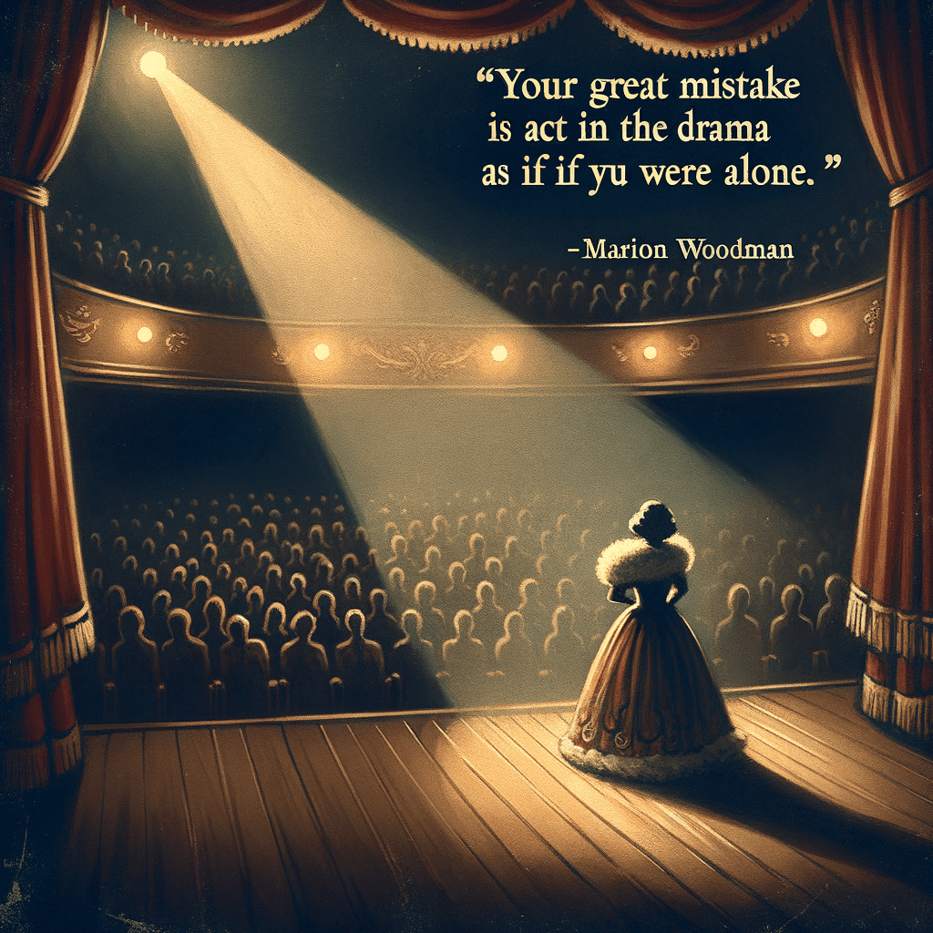 Tu gran error es actuar el drama como si estuvieras solo. — Marion Woodman