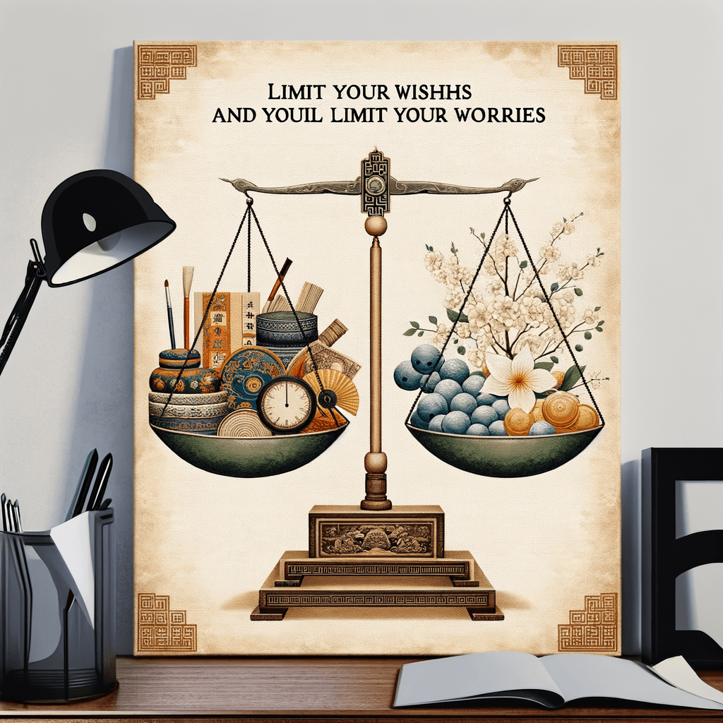 Limita tus deseos y limitarás tus preocupaciones. — Proverbio chino