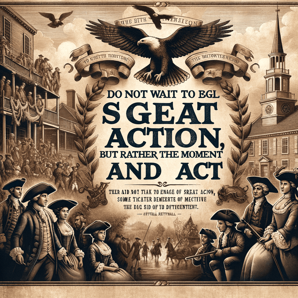 No esperes a embarcarte en una gran acción, sino más bien a aprovechar el momento y actuar. — John Quincy Adams, Estados Unidos.