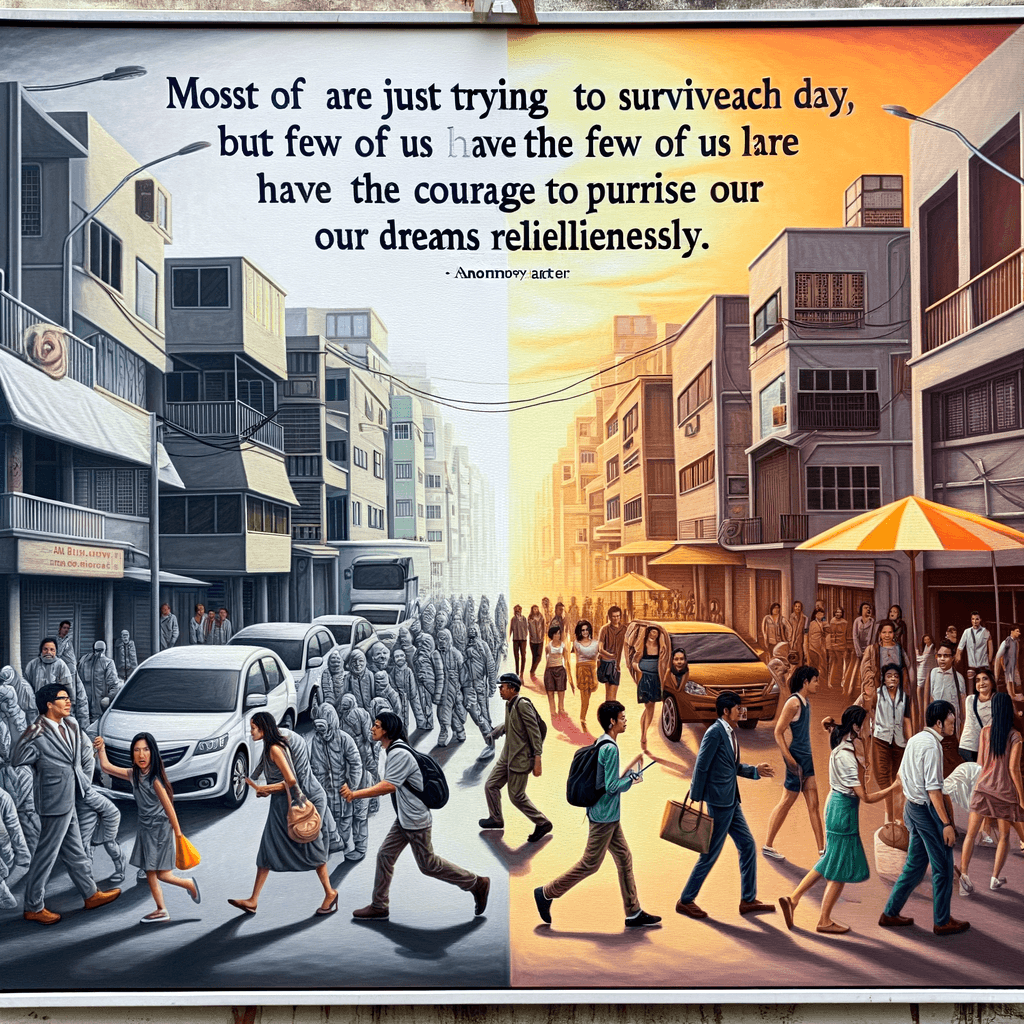 La mayoría de nosotros solo estamos intentando sobrevivir cada día, pero algunos de nosotros tenemos el valor de perseguir nuestros sueños sin descanso. — Hamza Alić