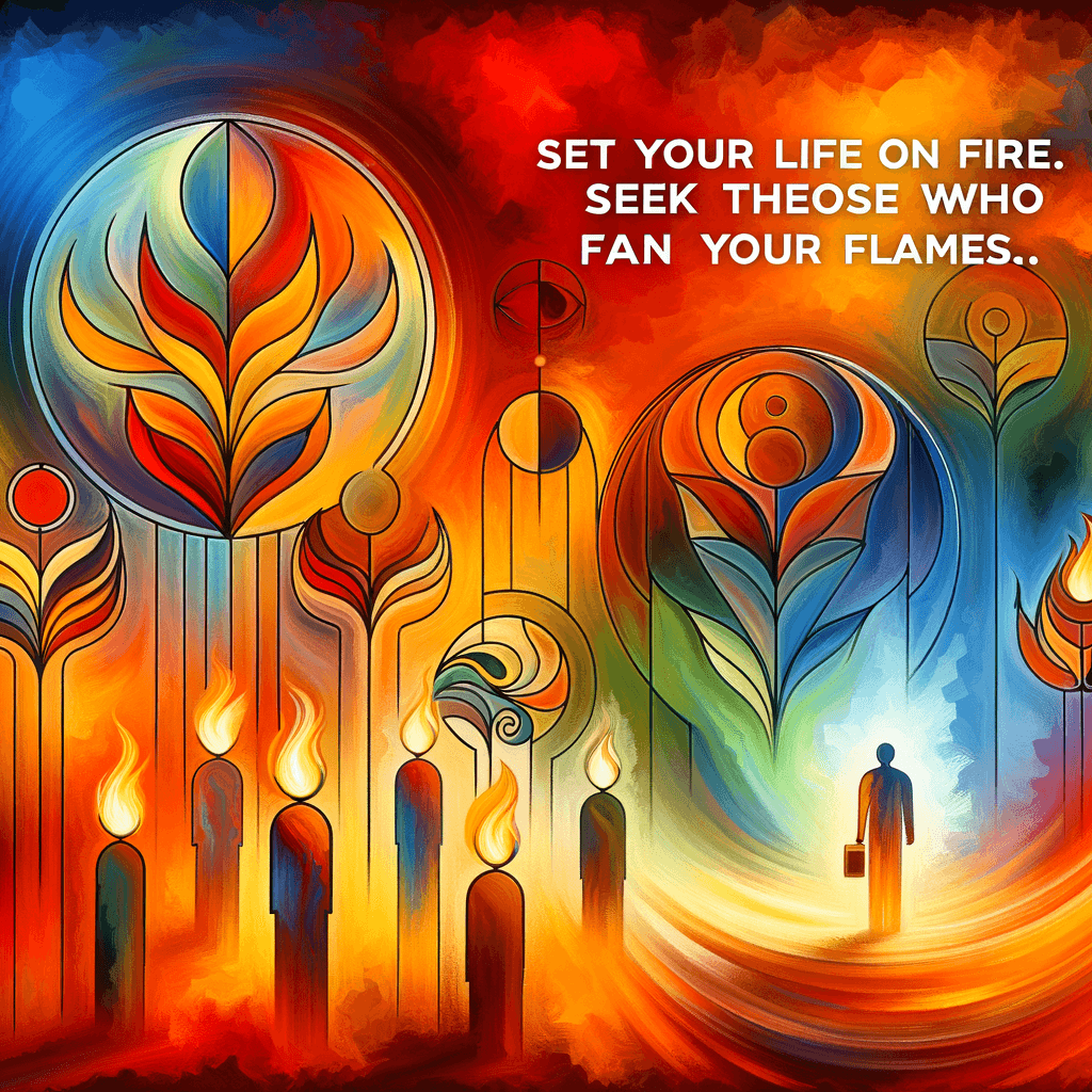Pon tu vida en llamas. Busca a aquellos que aviven tus llamas. — Rumi