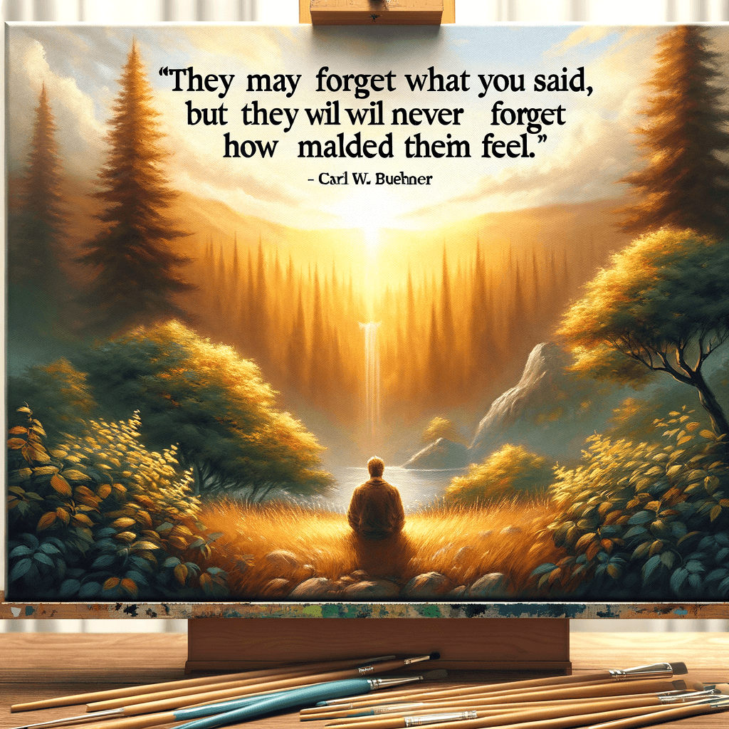 Es posible que olviden lo que dijiste, pero nunca olvidarán cómo les hiciste sentir. — Carl W. Buehner