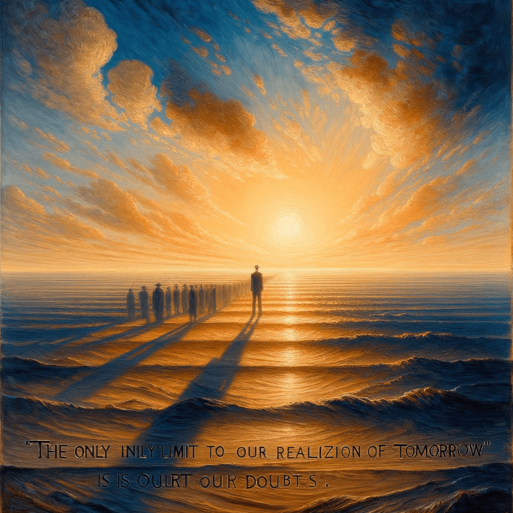 El único límite para nuestra realización del mañana son nuestras dudas de hoy. - Franklin D. Roosevelt