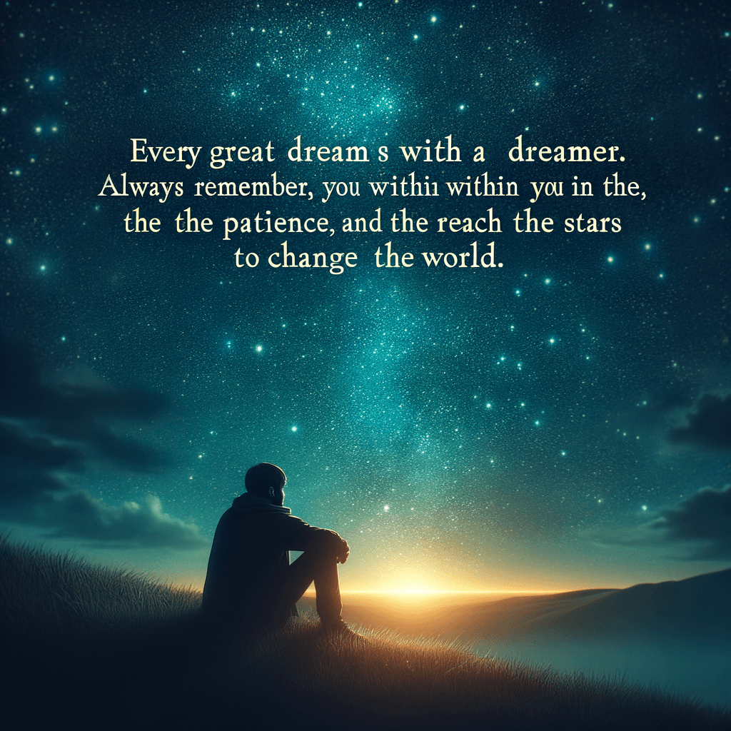 Todo gran sueño comienza con un soñador. Siempre recuerda que tienes dentro de ti la fuerza, la paciencia y la pasión para alcanzar las estrellas y cambiar el mundo. — Harriet Tubman