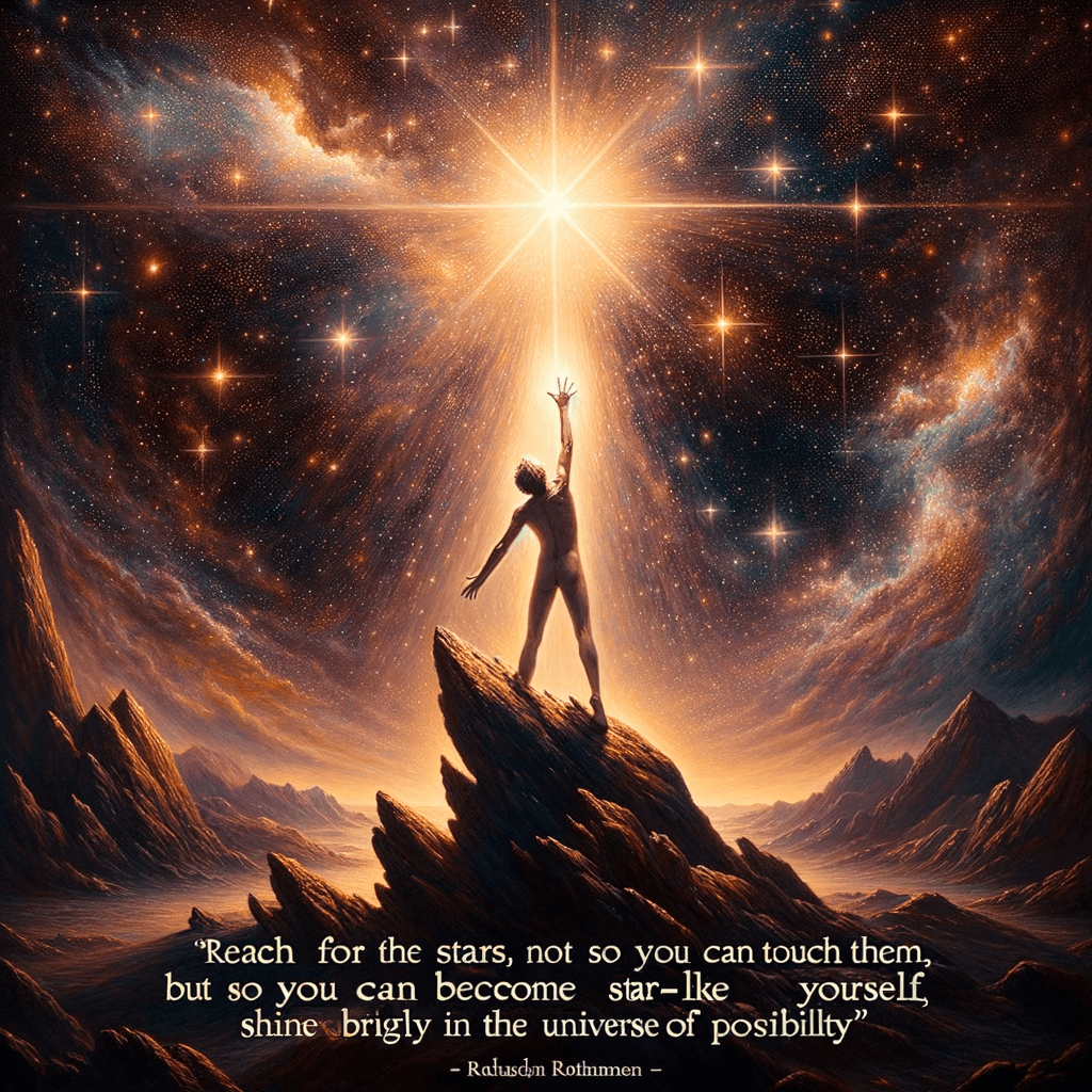 Reach for the stars, not so you can touch them, but so you can become star-like yourself, shining brightly in the universe of possibility. — Unknown, Global.