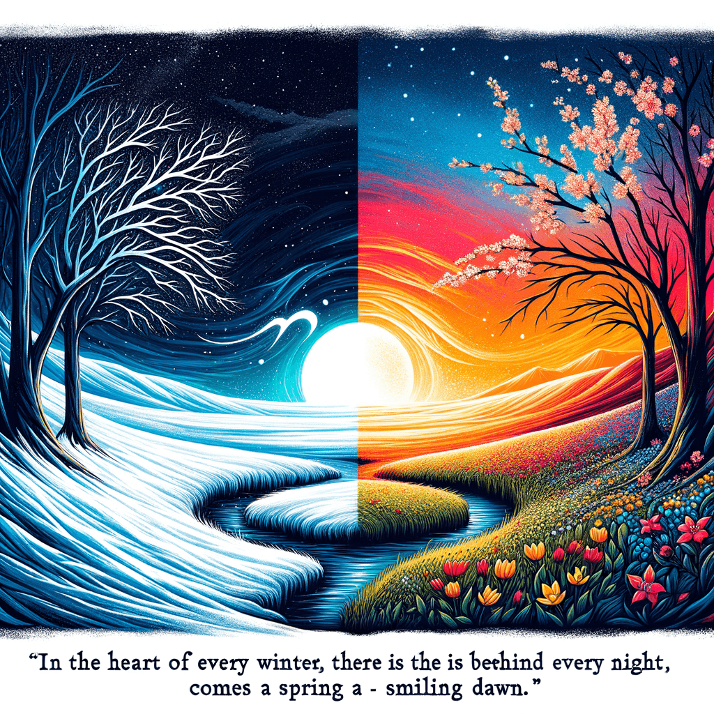 En el corazón de todos los inviernos vive una primavera palpitante, y detrás de cada noche, viene una aurora sonriente. - Khalil Gibran