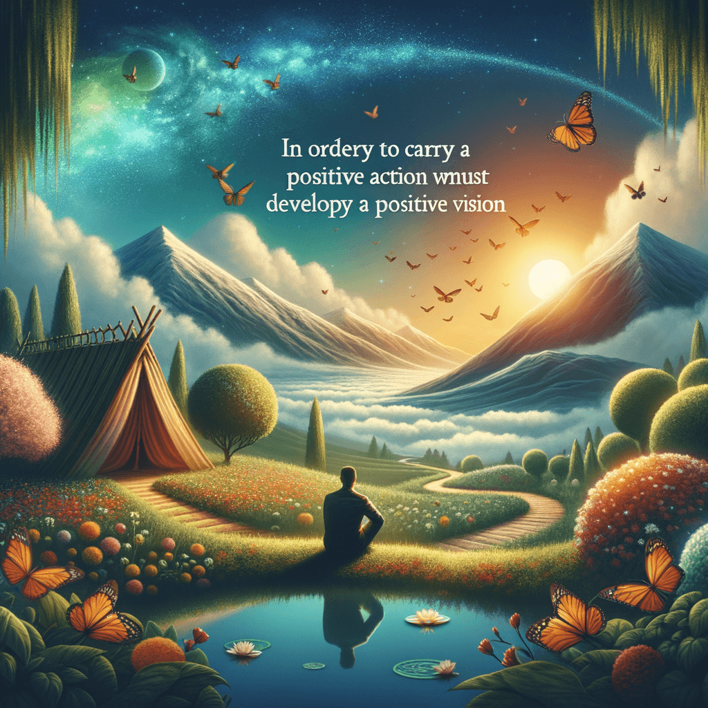 Para llevar a cabo una acción positiva, debemos desarrollar aquí una visión positiva. — Dalai Lama, Tíbet.
