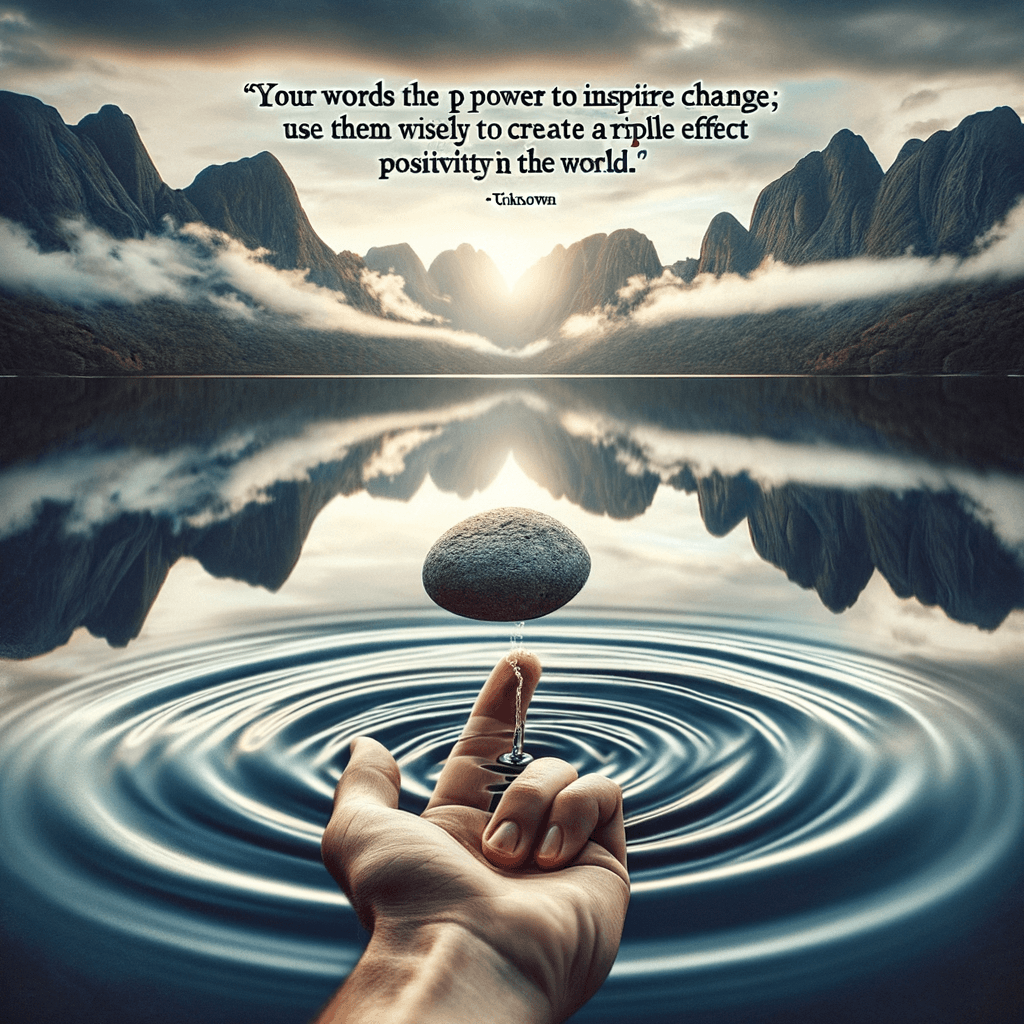 Tus palabras tienen el poder de inspirar cambio; úsalas sabiamente para crear un efecto dominó de positividad en el mundo. — Desconocido