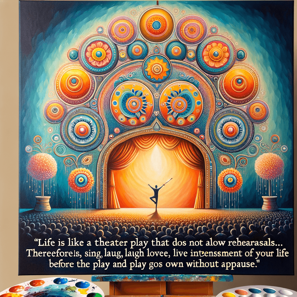 Life is like a play that does not allow rehearsals... Therefore, sing, laugh, dance, love, and live intensely every moment of your life before the curtain falls and the play ends without applause. - Charles Chaplin