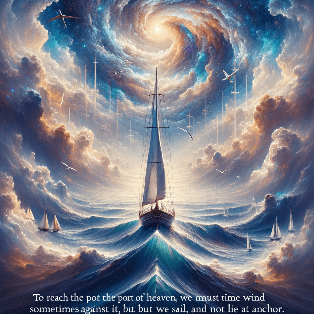 Sailing Towards the Port of Heaven - Oliver Wendell Holmes Jr. To reach the port of heaven, we must sail sometimes with the wind and sometimes against it, but we m