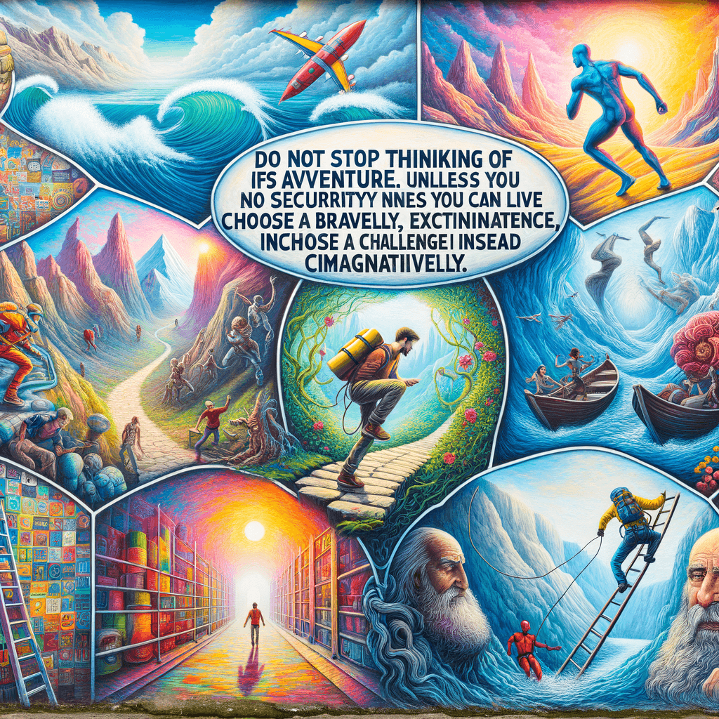 Do not stop thinking of life as an adventure. You have no security unless you can live bravely, excitingly, imaginatively; unless you can choose a challenge instead of competence. — Eleanor Roosevelt