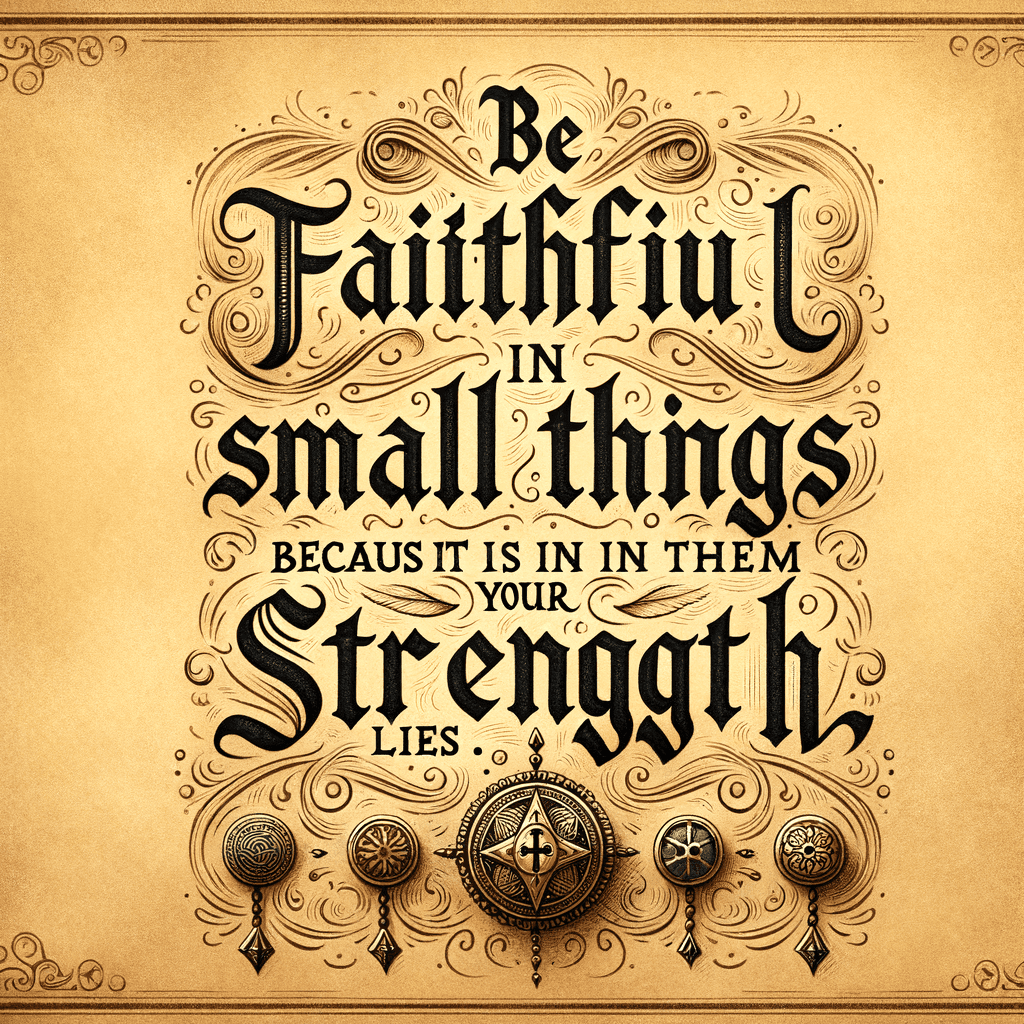 小事要忠诚,因为你的力量正是在这些小事中。 — 特蕾莎修女,印度。