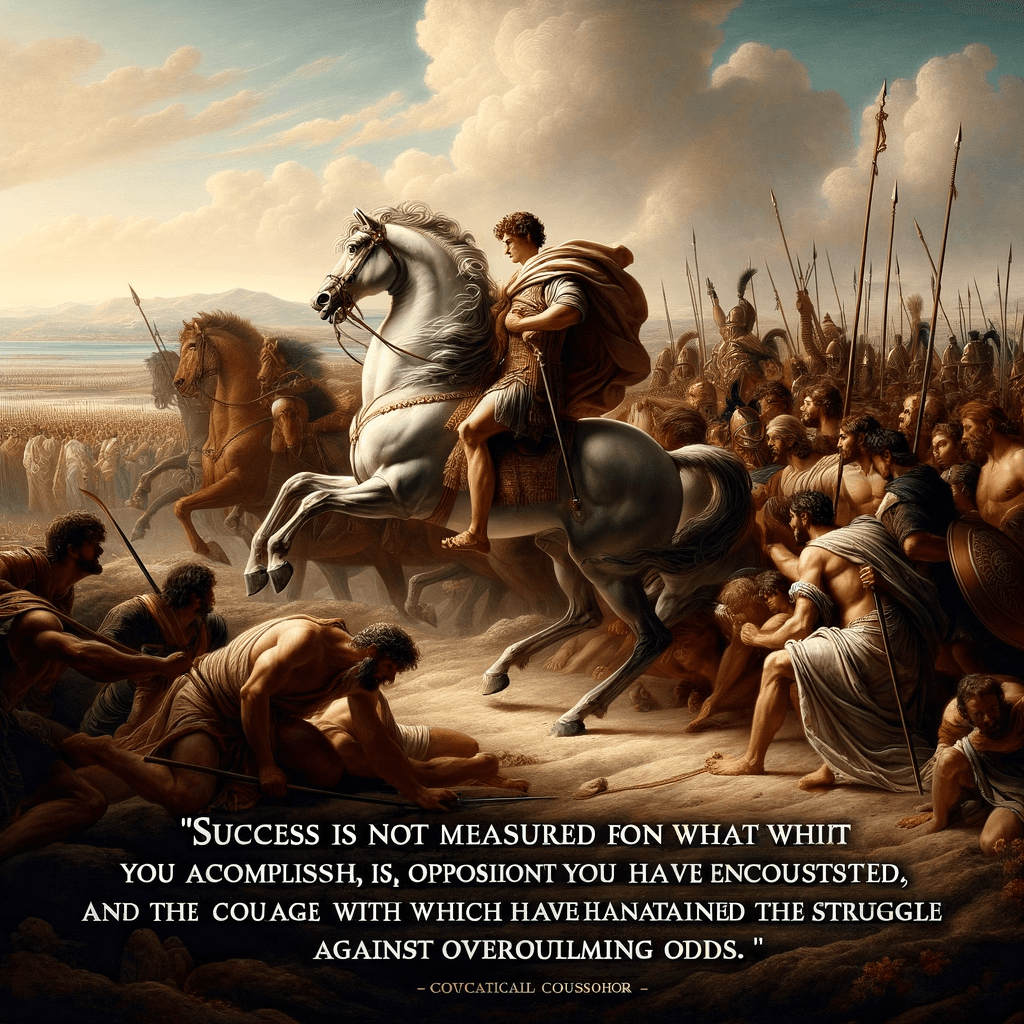 El éxito no se mide por lo que logras, sino por la oposición que has encontrado y el valor con el que has mantenido la lucha contra probabilidades abrumadoras. — Orison Swett Marden