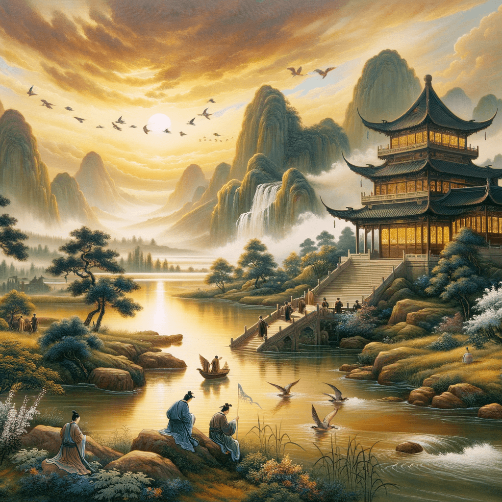 Prosperous affairs scatter like fragrant dust, the flowing water is indifferent and the grass returns to spring on its own. - Du Mu