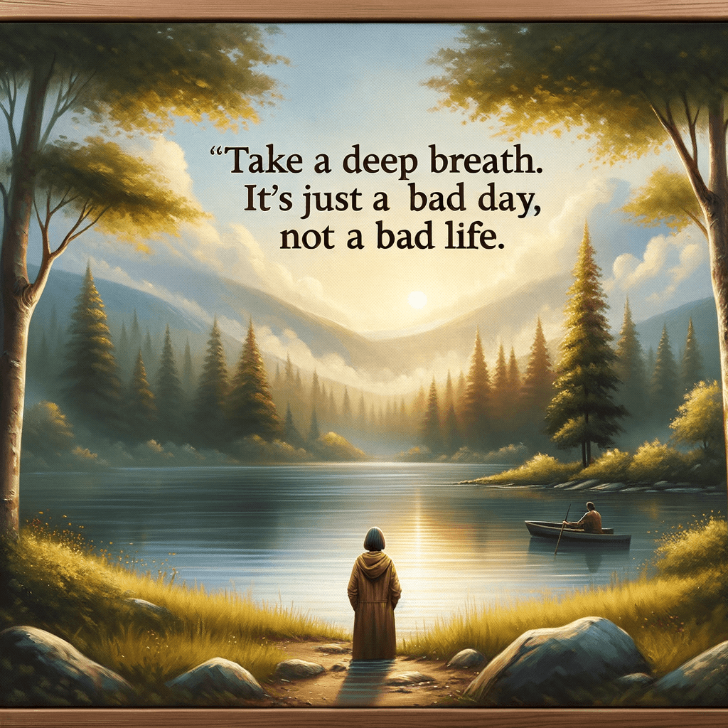 深呼吸。这只是糟糕的一天,而不是糟糕的一生。 — 无名氏