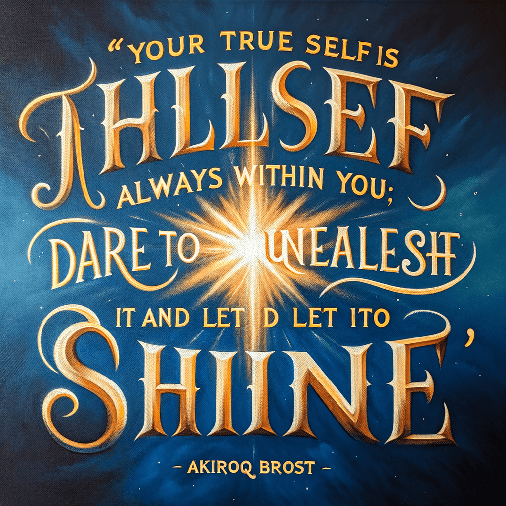 Tu verdadero yo siempre está dentro de ti; atrévete a liberarlo y déjalo brillar. — Akiroq Brost