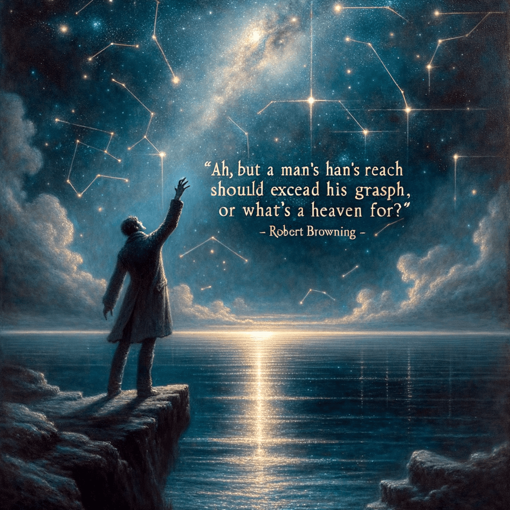 Ah, but a man's reach should exceed his grasp, or what's a heaven for? — Robert Browning
