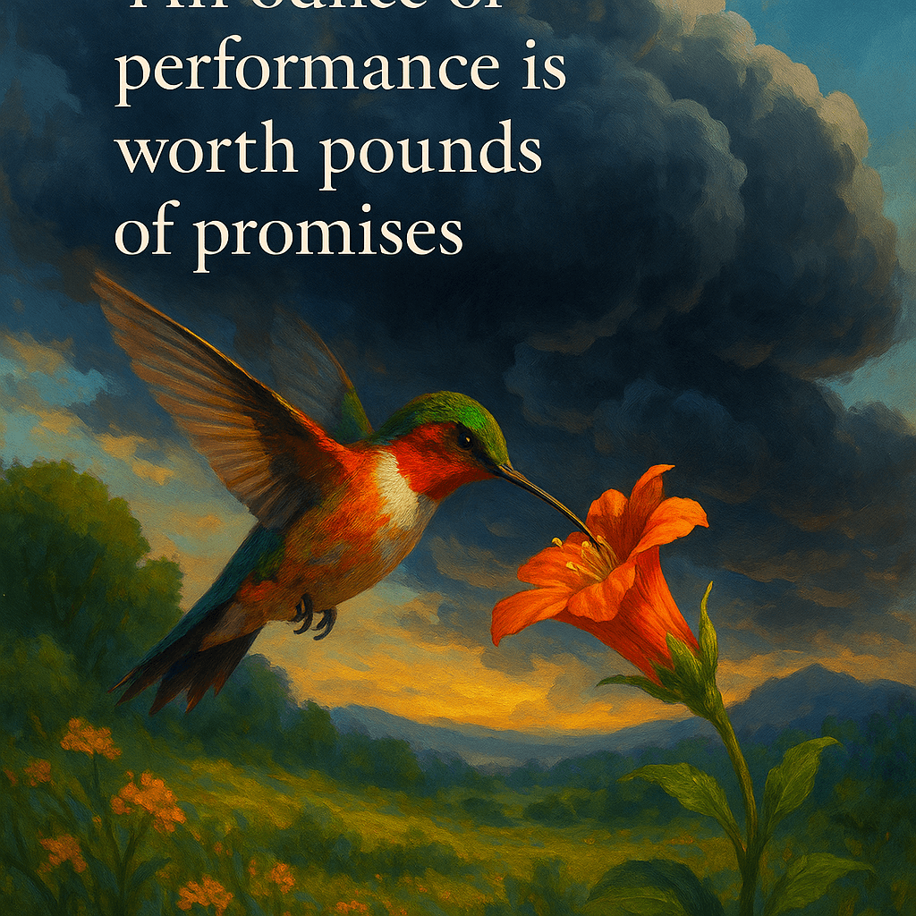 Una pizca de desempeño vale más que kilos de promesas. — Mae West