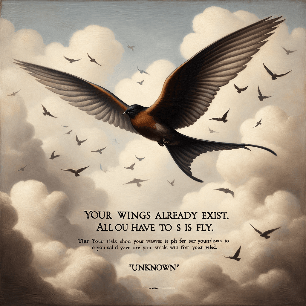 Ya existen tus alas. Todo lo que tienes que hacer es volar. — Desconocido