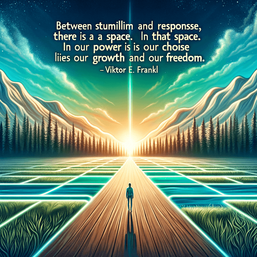 Between stimulus and response, there is a space. In that space is our power to choose our response. In our response lies our growth and our freedom. — Viktor E. Frankl