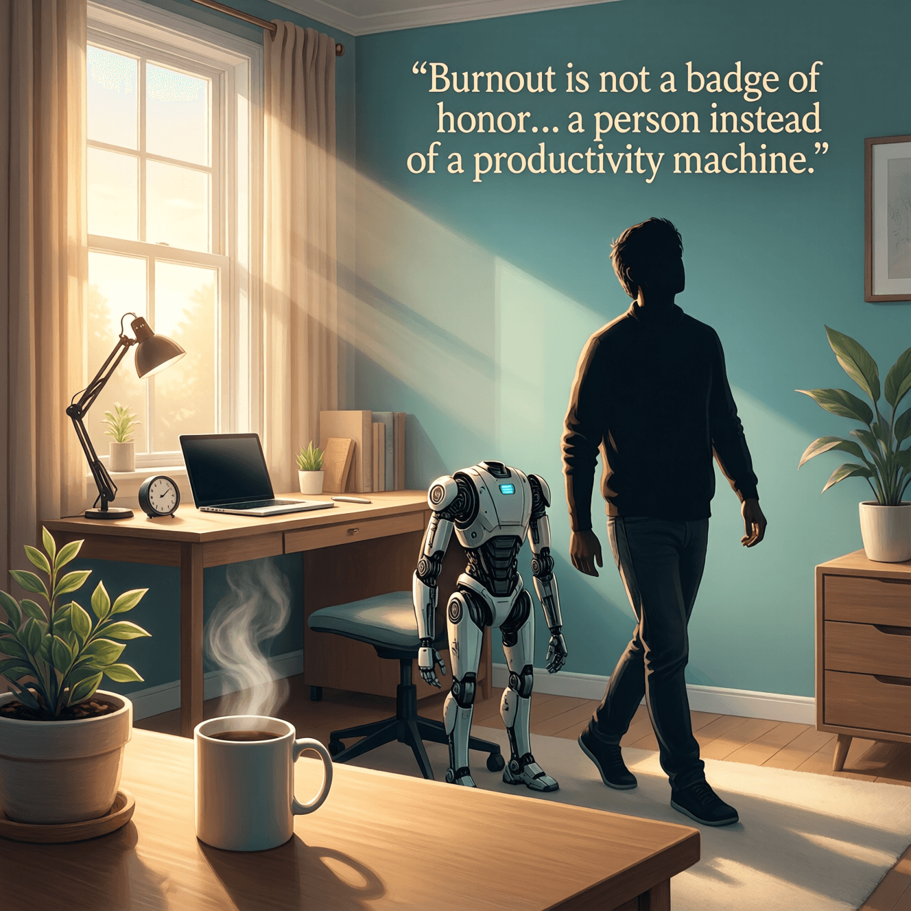 倦怠不是荣誉徽章;它表明你已经忘了如何做一个人,而不是一台生产力机器。——阿丽亚娜·赫芬顿