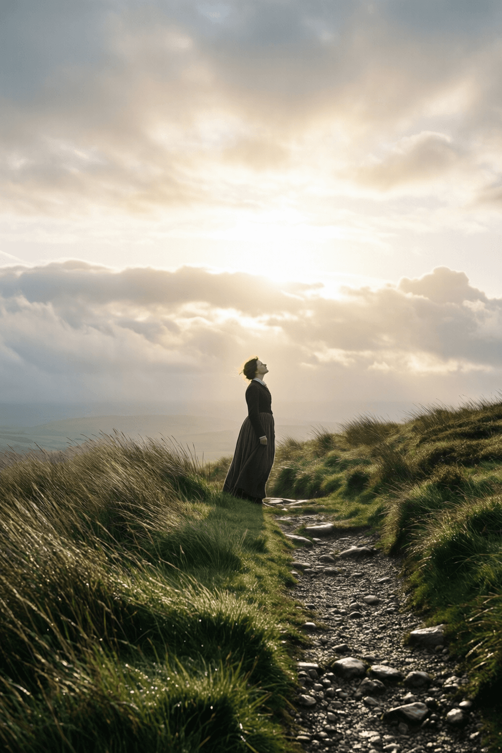I avoid looking forward or backward, and try to keep looking upward. — Charlotte Brontë