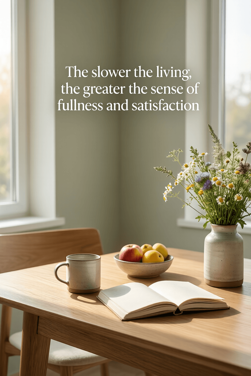 Slower Living and the Art of Fulfillment The slower the living, the greater the sense of fullness and satisfaction. — Ann Voskamp
