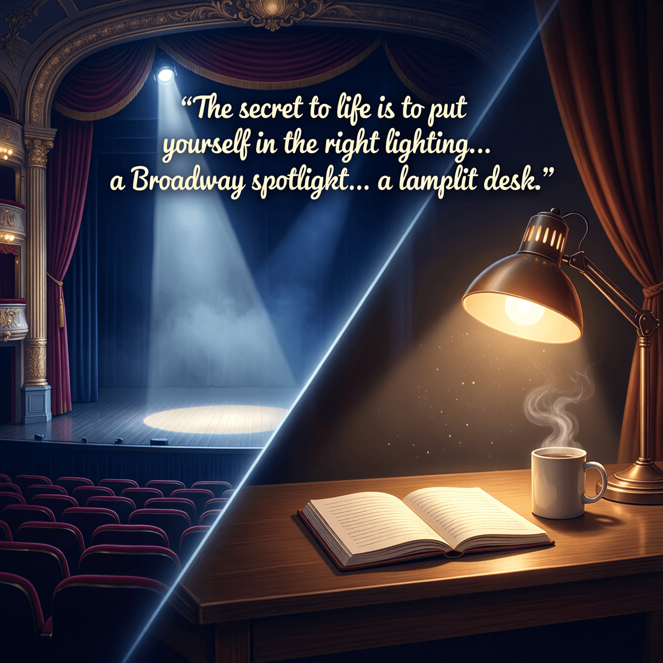 El secreto de la vida es ponerte bajo la luz adecuada. Para algunos, es un foco de Broadway; para otros, un escritorio iluminado por una lámpara. — Susan Cain