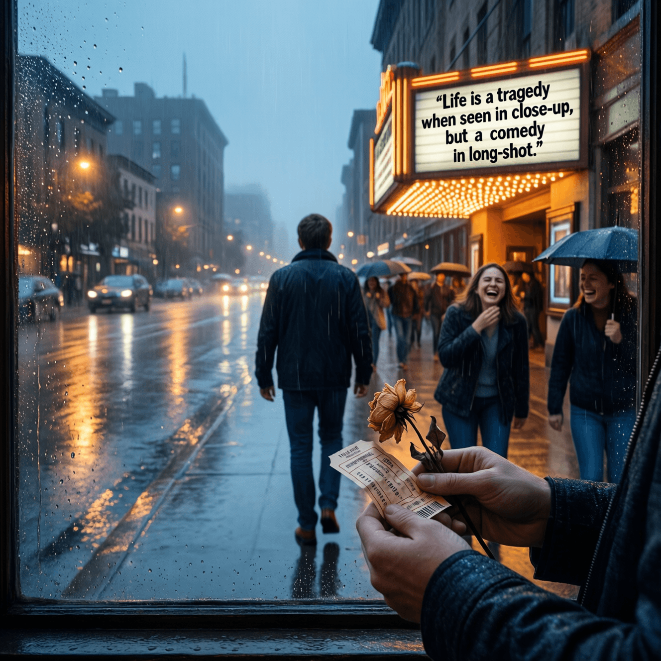 从近处看,人生是一场悲剧;但从远处看,却是一出喜剧。——查理·卓别林