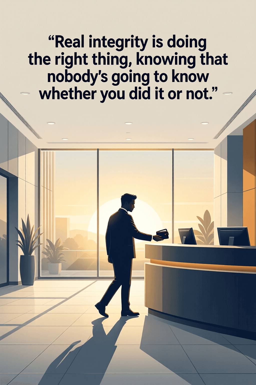 Integrity Revealed When No One Is Watching Real integrity is doing the right thing, knowing that nobody's going to know whether you did it or n