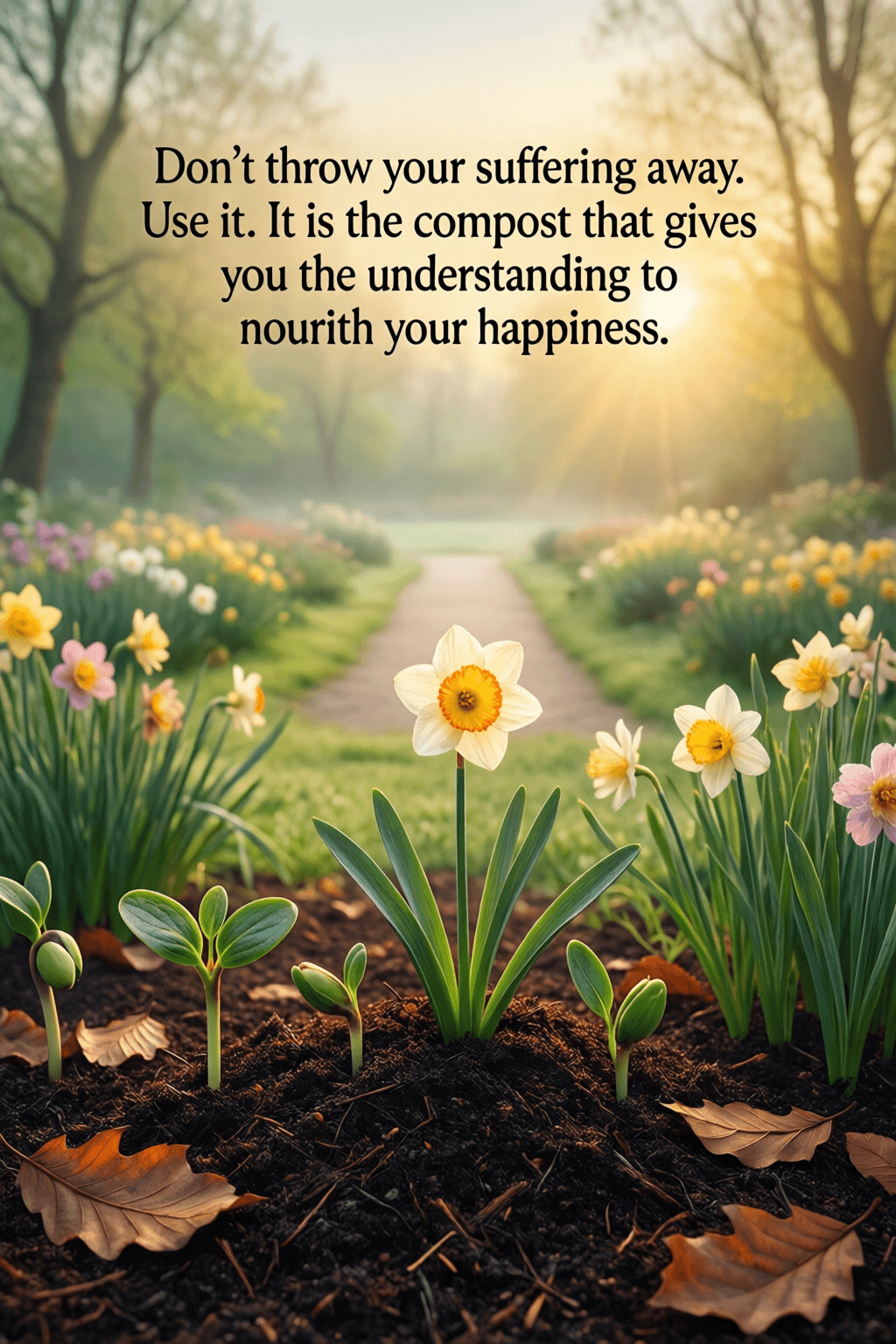 把痛苦化作滋养幸福的土壤 不要把你的痛苦丢掉。利用它。它是堆肥,赋予你滋养幸福所需的理解。——一行禅师