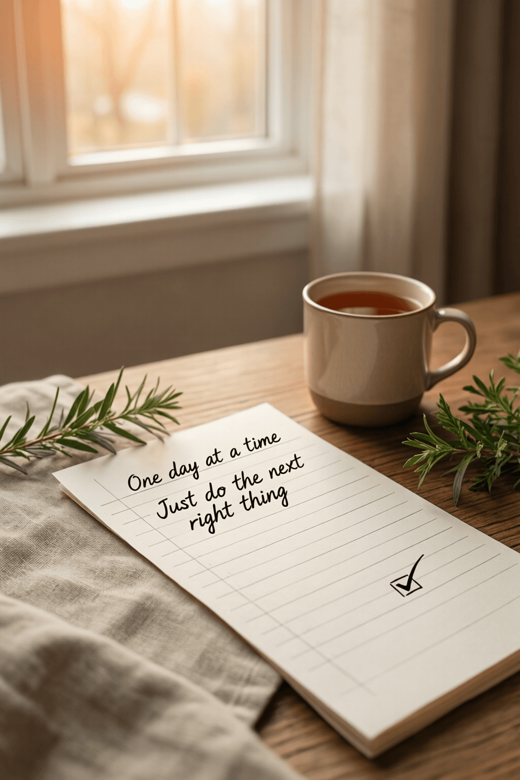 Living Wisely by Taking One Day at a Time One day at a time. It's the only way to live, really. Just do the next right thing. — Anna Quindlen