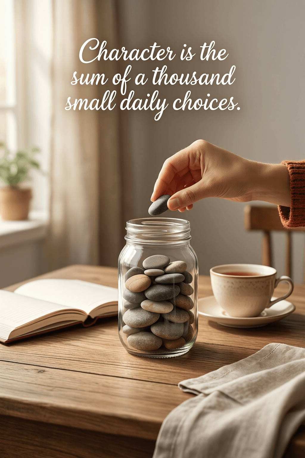 Character Is Built Through Daily Choices Character is the sum of a thousand small daily choices. — Anne Graham Lotz